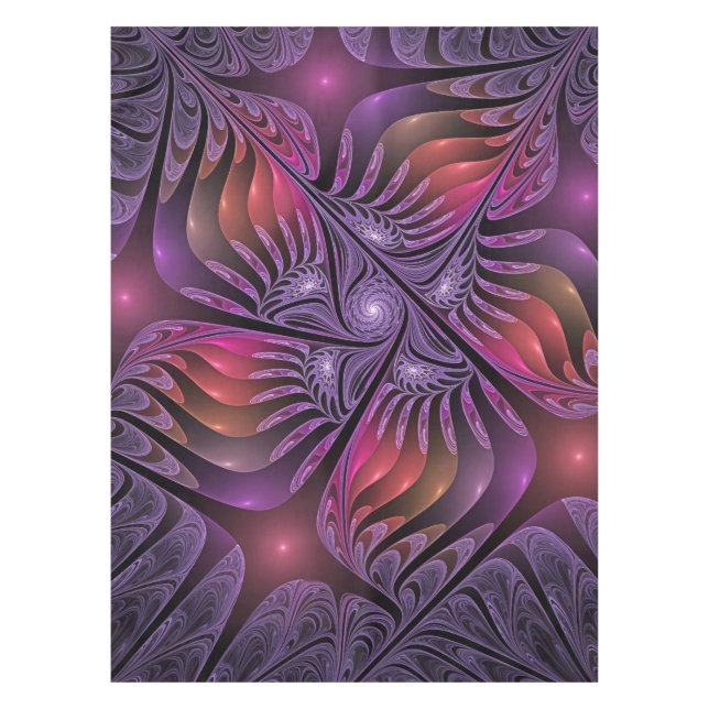 Colourful Fantasy Abstract Trippy Purple Fractal Tablecloth (Front)