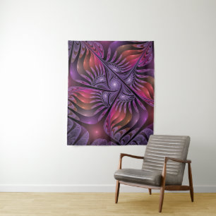 Colourful Fantasy Abstract Trippy Purple Fractal Tapestry