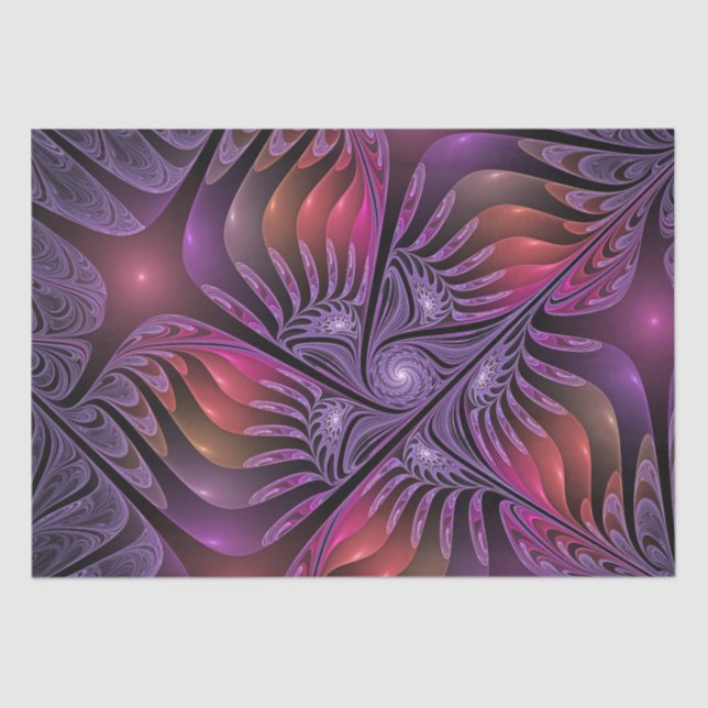 Colourful Fantasy Abstract Trippy Purple Fractal Tissue Paper (Front)