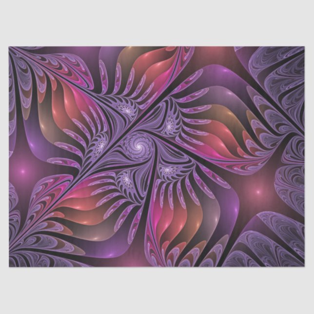 Colourful Fantasy Abstract Trippy Purple Fractal Tissue Paper (Front)