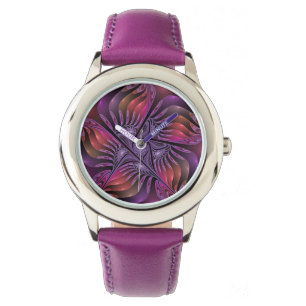 Colourful Fantasy Abstract Trippy Purple Fractal Watch