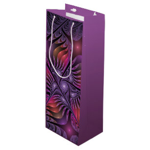 Colourful Fantasy Abstract Trippy Purple Fractal Wine Gift Bag