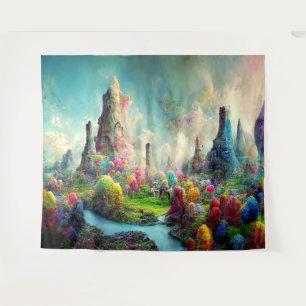 Colourful Fantasy Alien Nature Landscape Tapestry