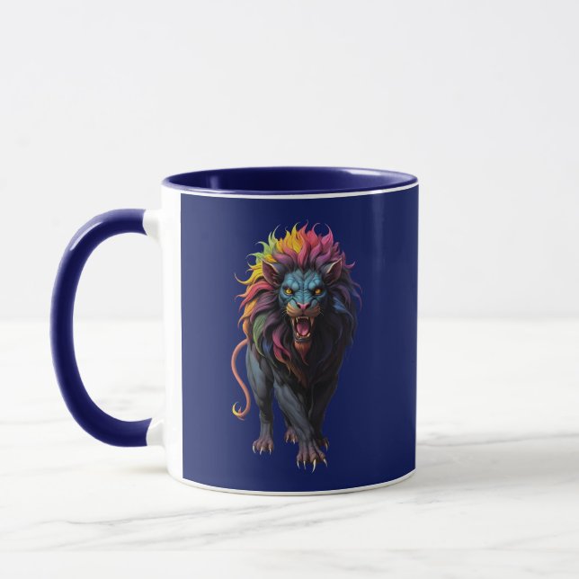 Colourful Fantasy Art a Lion Mug (Left)