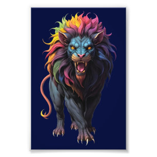 Colourful Fantasy Art a Lion Photo Print