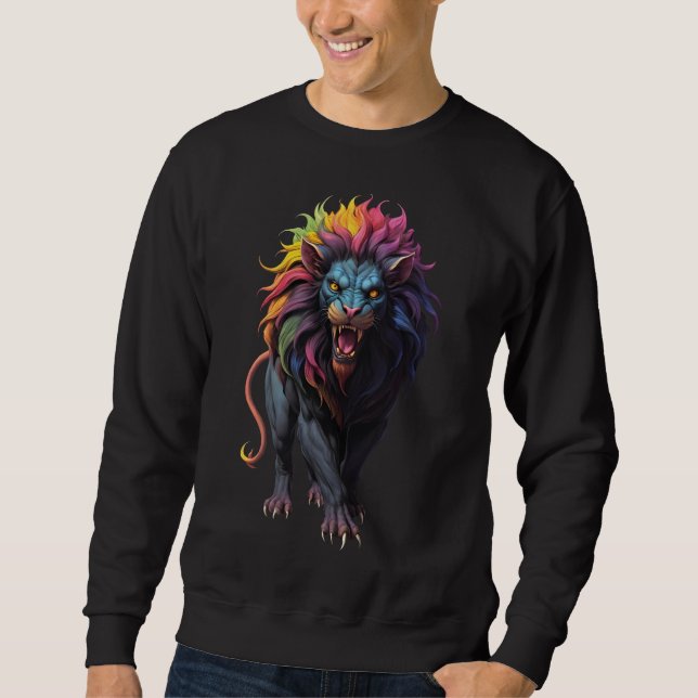 Colourful Fantasy Art a Lion Sweatshirt (Front)