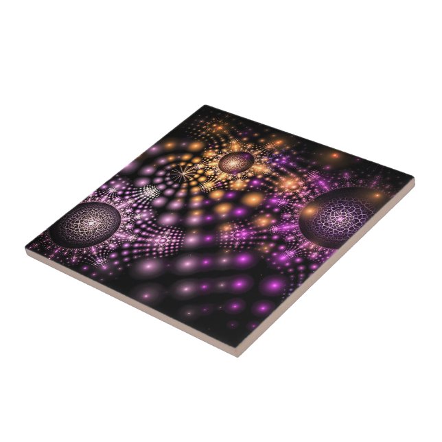 Colourful Fantasy - Beautiful Dreams - Fractal Ceramic Tile (Side)