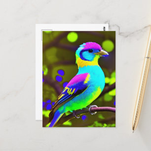 Colourful Fantasy Bird Postcard