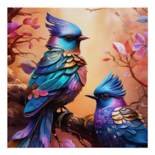 Colourful Fantasy Birds Poster