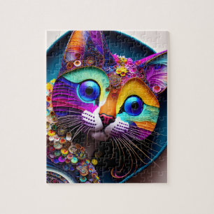Colourful Fantasy Cat 8" X 10" Jigsaw Puzzle