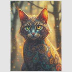 Colourful Fantasy Cat  Tissue Paper