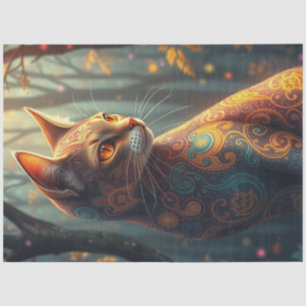Colourful Fantasy Cat  Tissue Paper