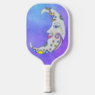 Colourful Fantasy Crescent Moon Scroll Shapes Sky Pickleball Paddle