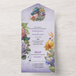 Colourful Fantasy Dragon Wedding  All In One Invitation