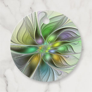 Colourful Fantasy Flower Modern Abstract Art Custo Favour Tags