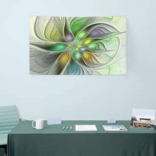 Colourful Fantasy Flower Modern Abstract Fractal Banner