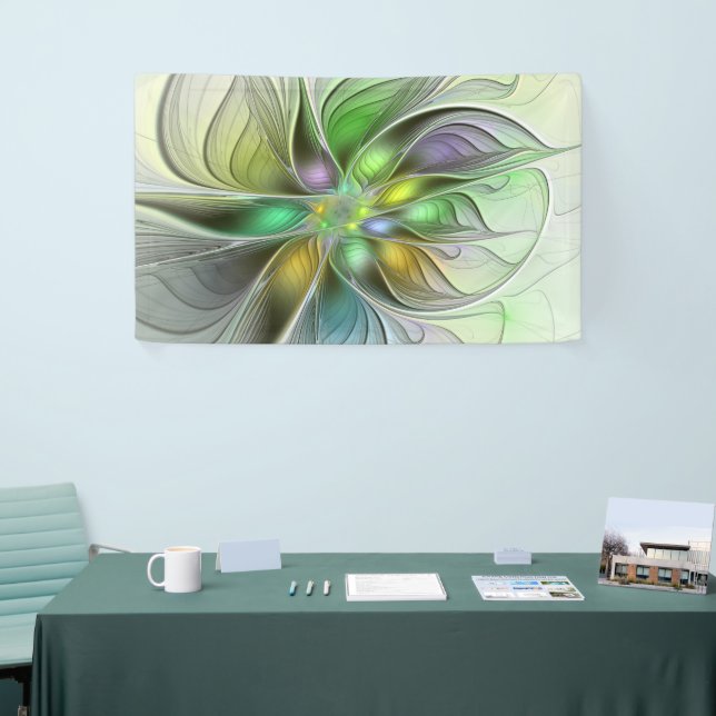 Colourful Fantasy Flower Modern Abstract Fractal Banner (Tradeshow)
