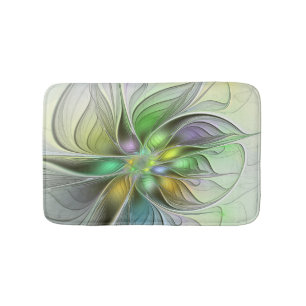 Colourful Fantasy Flower Modern Abstract Fractal Bath Mat