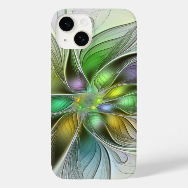 Colourful Fantasy Flower Modern Abstract Fractal Case-Mate iPhone Case (Back)