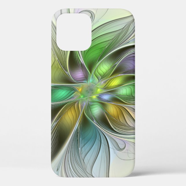 Colourful Fantasy Flower Modern Abstract Fractal Case-Mate iPhone Case (Back)