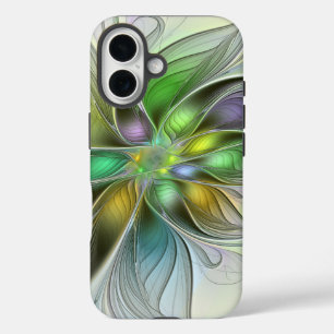 Colourful Fantasy Flower Modern Abstract Fractal iPhone 16 Case