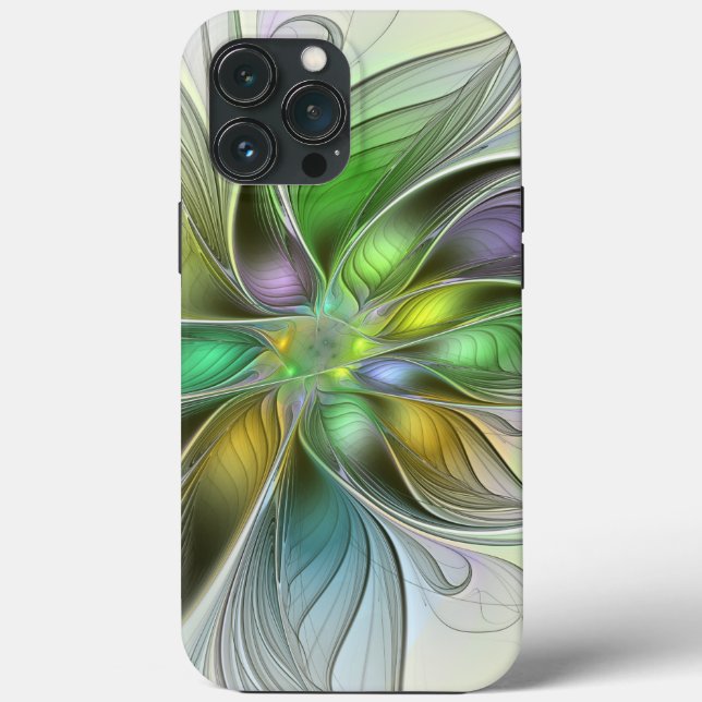 Colourful Fantasy Flower Modern Abstract Fractal Case-Mate iPhone Case (Back)