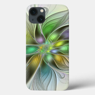 Colourful Fantasy Flower Modern Abstract Fractal iPhone 13 Case
