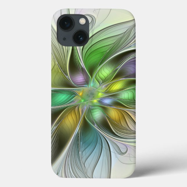 Colourful Fantasy Flower Modern Abstract Fractal Case-Mate iPhone Case (Back)