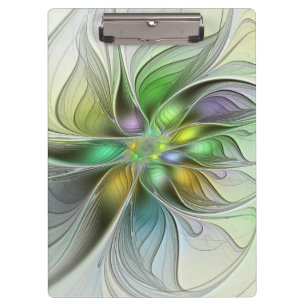 Colourful Fantasy Flower Modern Abstract Fractal Clipboard