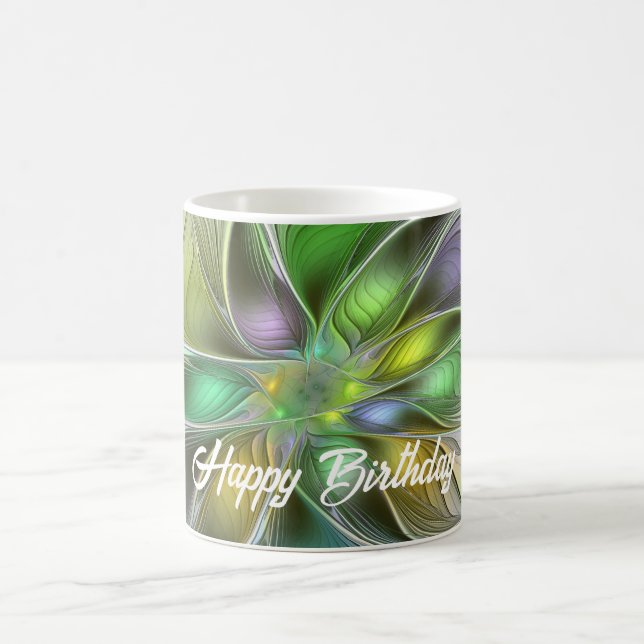 Colourful Fantasy Flower Modern Abstract Fractal Coffee Mug (Center)