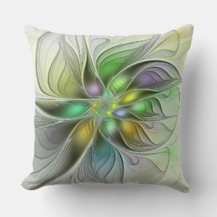 Colourful Fantasy Flower Modern Abstract Fractal Cushion