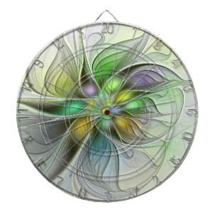 Colourful Fantasy Flower Modern Abstract Fractal Dartboard