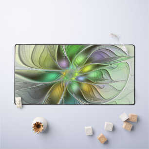 Colourful Fantasy Flower Modern Abstract Fractal Desk Mat