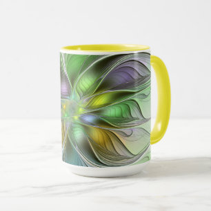 Colourful Fantasy Flower Modern Abstract Fractal Mug