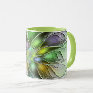 Colourful Fantasy Flower Modern Abstract Fractal Mug