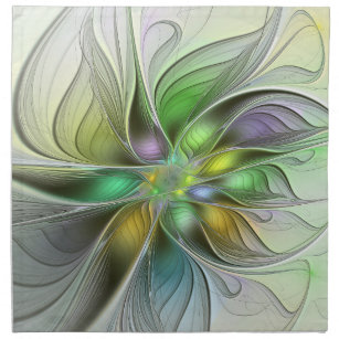 Colourful Fantasy Flower Modern Abstract Fractal Napkin