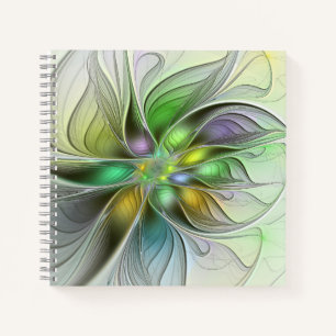Colourful Fantasy Flower Modern Abstract Fractal Notebook