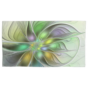 Colourful Fantasy Flower Modern Abstract Fractal Pillowcase