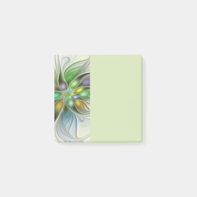 Colourful Fantasy Flower Modern Abstract Fractal Post-it Notes (Front)