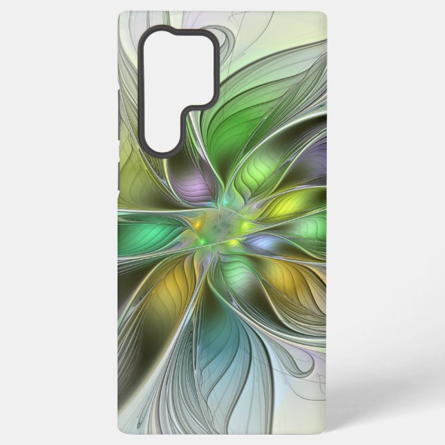 Colourful Fantasy Flower Modern Abstract Fractal Samsung Galaxy S22 Ultra Case (Back)
