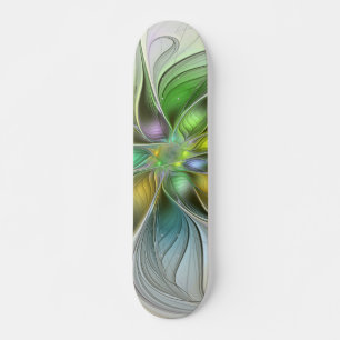 Colourful Fantasy Flower Modern Abstract Fractal Skateboard