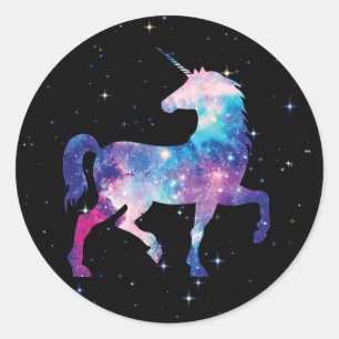 Colourful Fantasy Galaxy Magical Unicorn Classic Round Sticker