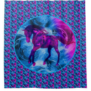 Colourful Fantasy Horse Animal   Shower Curtain