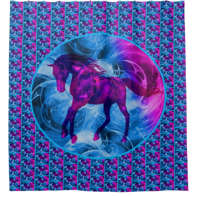 Colourful Fantasy Horse Animal   Shower Curtain (Front)