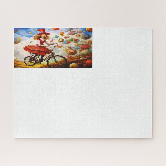 Colourful Fantasy Imagination Girl on a Bike  Jigsaw Puzzle (Horizontal)