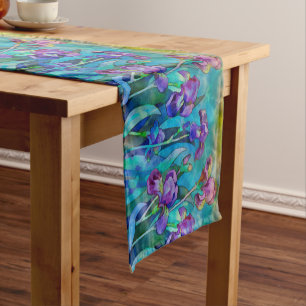 Colourful Fantasy Irises Short Table Runner