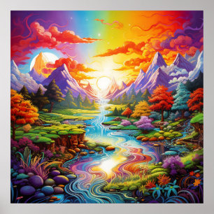 Colourful fantasy land poster