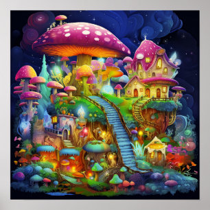 Colourful fantasy land poster