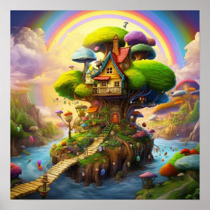 Colourful fantasy land poster