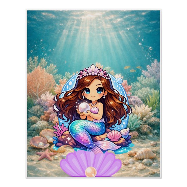 Colourful Fantasy Mermaid Wall Art (Front)